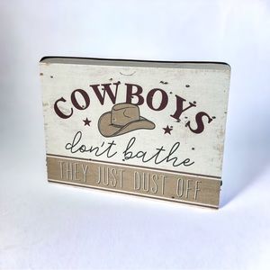 Wooden Distressed Cowboy Bathroom Sign